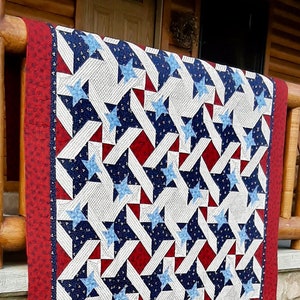 Hero's Star quilt pattern, quilt of valor, freedom quilt, patriotic quilt, 4th of July, red white and blue, one block quilt, honor flight