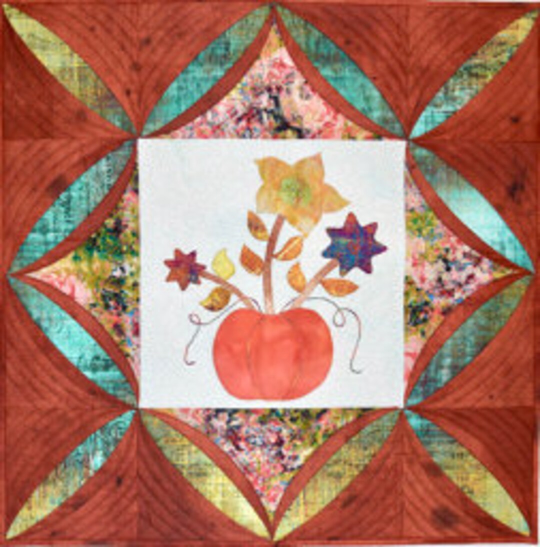 October's Party, Fall Table Topper Pattern , Machine Applique, Bead ...