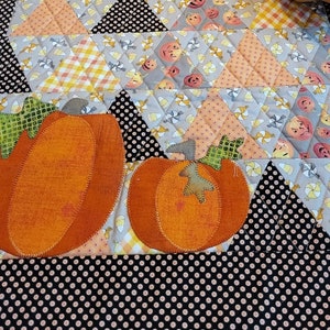 Sweet Treats Table Topper pattern, Halloween, pumpkin, fall, machine applique, fall colors, quick and easy, 17x35 inches image 1