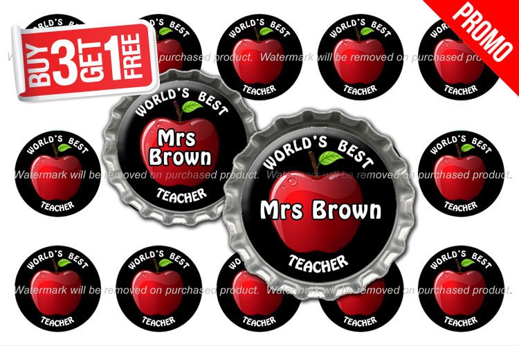 Editable Teacher Bottle Cap Images 1 Inch Size Suitable | Etsy