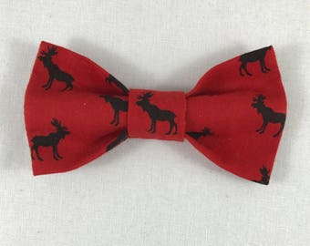 Red and Black Moose Cat Bow tie, Red Cat tie, Cat Bow tie collar