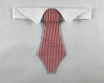 Red Gingham Cat Necktie Collar