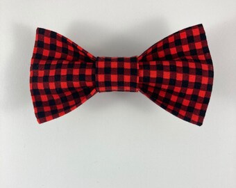 Red and Black Buffalo Check Cat Bow tie