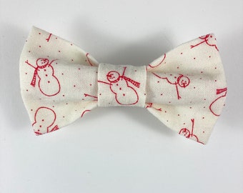 Snowman Cat Bow Tie, Christmas Holiday Collar, Handmade