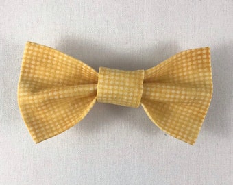 Yellow Cat Bow Tie, Handmade Gingham Pet Collar