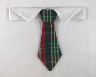 Red & Green Plaid Cat Necktie Collar