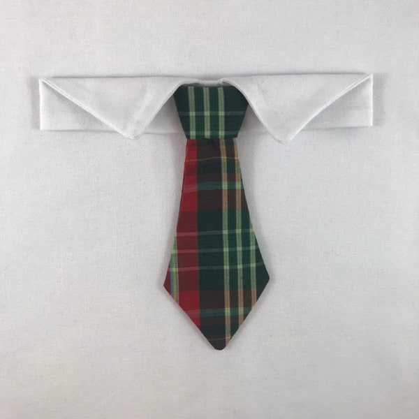 Red & Green Plaid Cat Necktie Collar