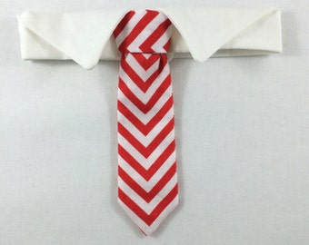 Red Chevron Skinny Cat Tie, Cat Necktie, Cat Necktie collar