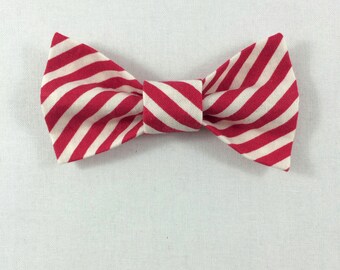 Red Striped Cat Bow Tie, Holiday Pet Collar
