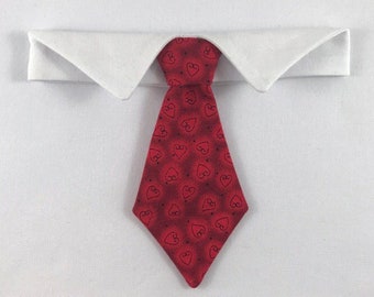 Red Heart Cat Necktie Collar, Valentine's Day Pet Costume