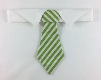 Green Striped Cat Necktie Collar