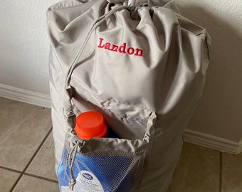 Monogrammed Laundry Backpack: Embroidered Dorm & Summer Camp Bag Luggage Graduation Gift