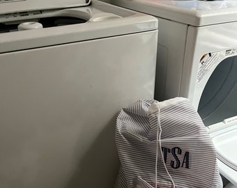 Custom Order: Set of 4 Grey Striped Laundry Backpacks