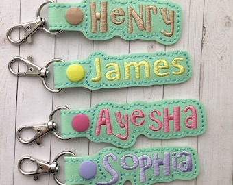 Pistachio Green Custom Name Tag for Backpack, Lunchbox, Luggage, Suitcase, Bag, Key Chain, Lanyard, ID, Zipper Pull, Snap Tab