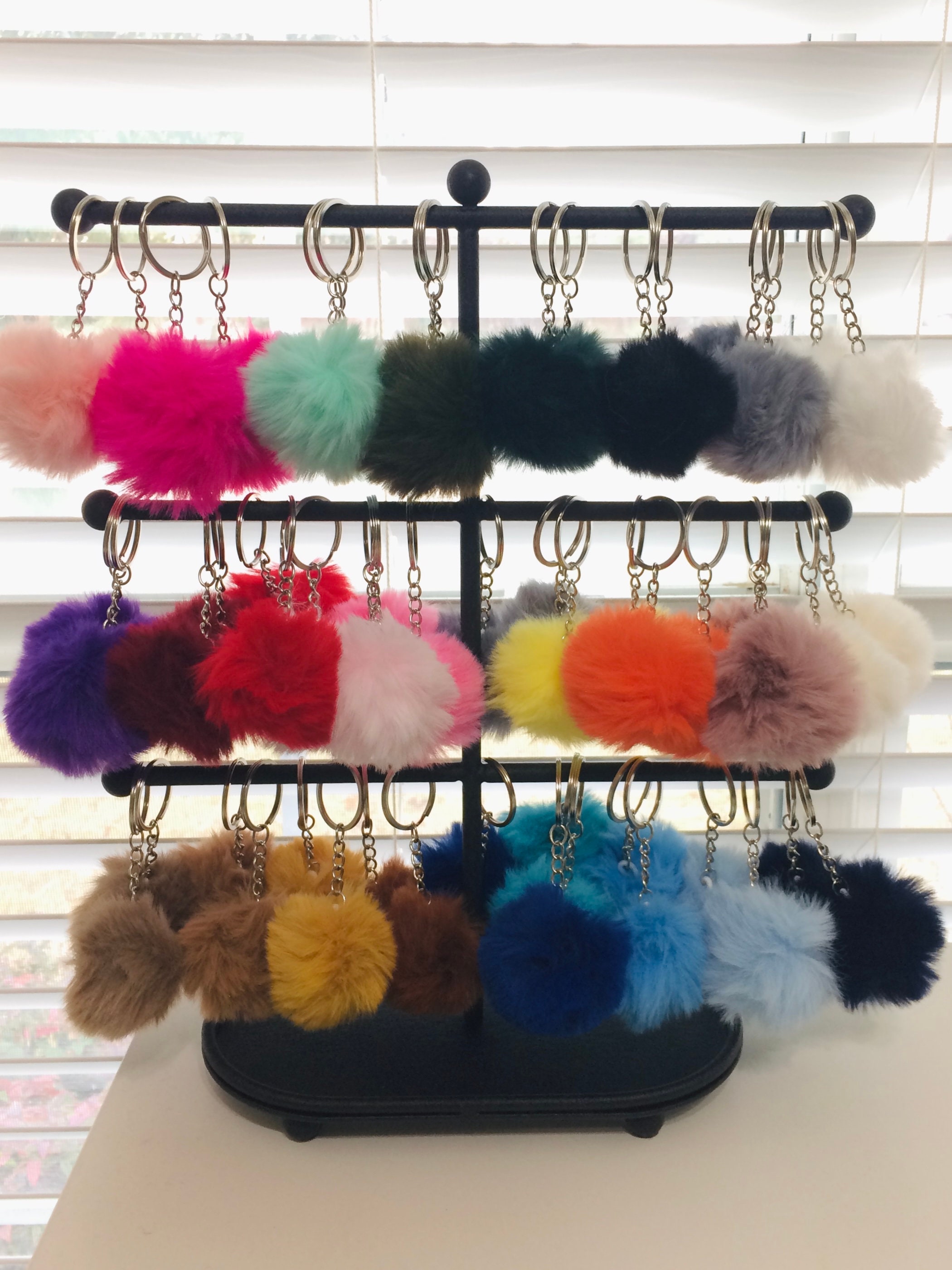 Silicone Protective Case with Faux Fur Pom Pom Keychain for