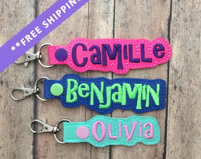 Bag Tag - Handmade Custom Embroidered Name for Backpack - Free Shipping from Texas