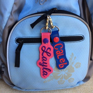 Name Tag for Backpack, Personalized Luggage Tag, Key Chain Fob, Lanyard, ID, Zipper Pull, Monogrammed Charms, Snap Tab image 5