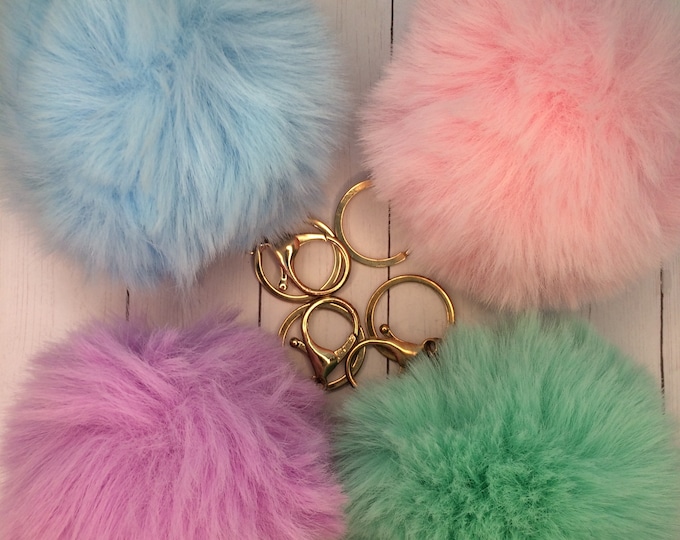 Pom Pom Bag Tag Key Chain ADD ON | 4 Inch Premium Large size Pom-Pom with gold hardware