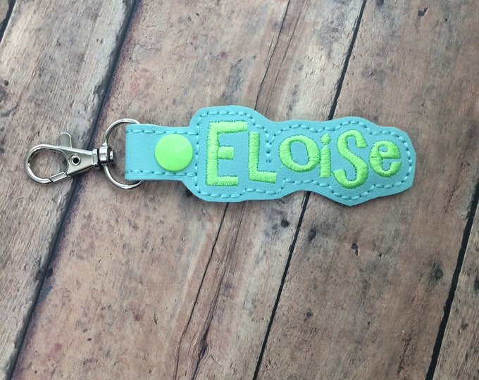 Aqua Blue Custom Name Tag for Backpack, Lunchbox, Luggage, Suitcase, Bag, Key Chain, Lanyard, ID, Zipper Pull, Snap Tab