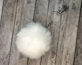 Pom Pom ADD ON 3 Inch Deluxe Medium size Pom-Pom Key Chain with silver hardware