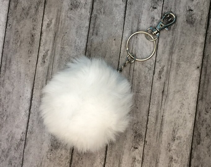 Pom Pom ADD ON 3 Inch Deluxe Medium size Pom-Pom Key Chain with silver hardware