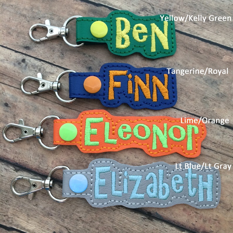 Name Tag for Backpack, Personalized Luggage Tag, Key Chain Fob, Lanyard, ID, Zipper Pull, Monogrammed Charms, Snap Tab image 8