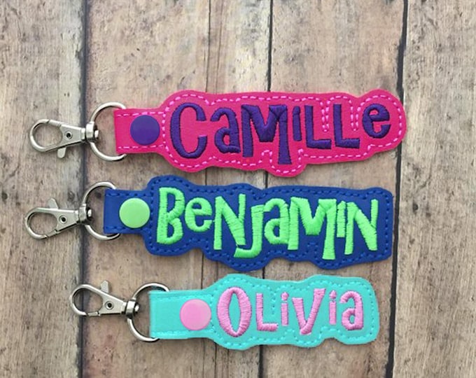Custom Embroidered Name Tag for Kids Backpacks, Camp Luggage & School – Personalized Backpack Tag