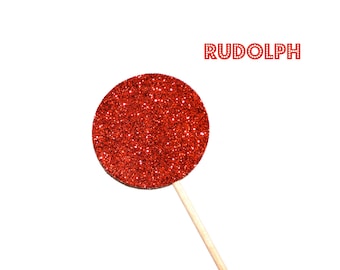 Holiday Photo Booth Props - Rudolph's Red Nose - GLITTER Photo Booth Props - Christmas Photo Props