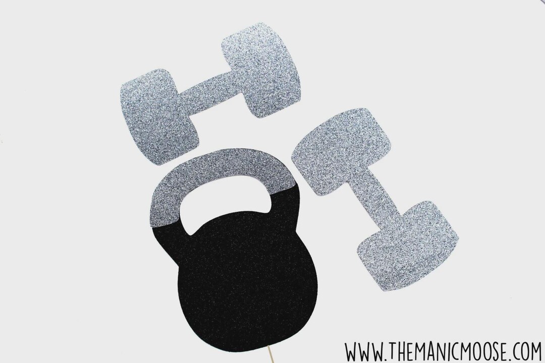 Glitter Workout Photo Booth Props, Dumbbell Kettlebell Set - Etsy UK