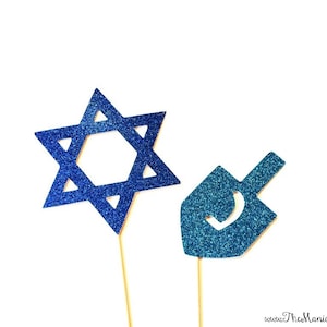 Hanukkah Photo Booth Props - Glitter Accessoires Photo - 2 pces - GLITTER Photobooth Props