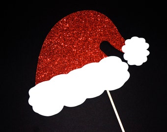 Glitter Santa Hat - Christmas Photo Props - GLITTER Photobooth Props - Santa Hat Photo Booth Prop