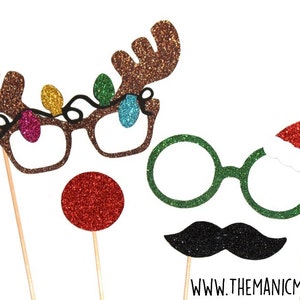 Christmas Photo Booth Props ~ 4 delige set ~ SANTAS HELPERS ~ GLITTER Photobooth Props