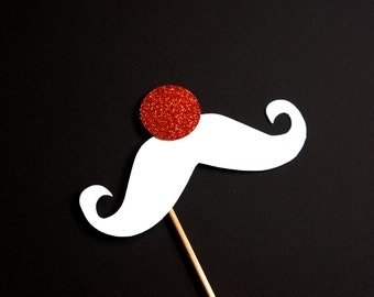 Glitter Santa Nose and Mustache Prop - Christmas Photo Props - GLITTER Photobooth Props - Santa Prop