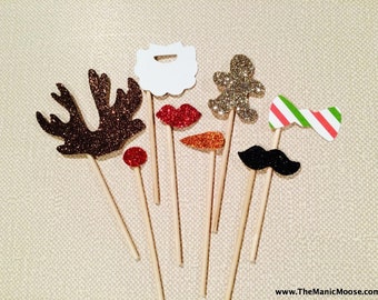 Elf Photo Booth Props - Set of 8 MINIATURE Photo Booth Props - Elf Accessories ~ 3" - 4" Props