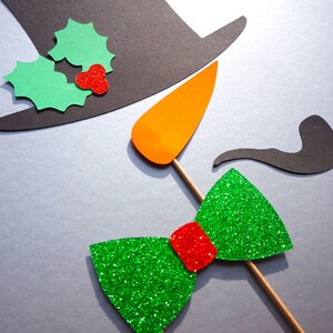 Kerstmis Photo Booth Props - 4 stuk set GLITTER Photobooth Props - Frosty the Snowman