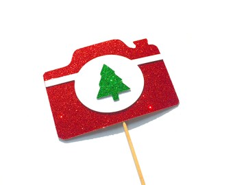 Christmas Props - Christmas Camera - Ugly Sweater Party - Glitter Photo Booth Props