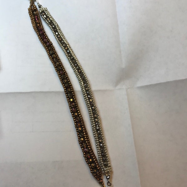 Herringbone Ndebele Bracelet Silver or Bronze Finish Stunning! Tennis bracelet style