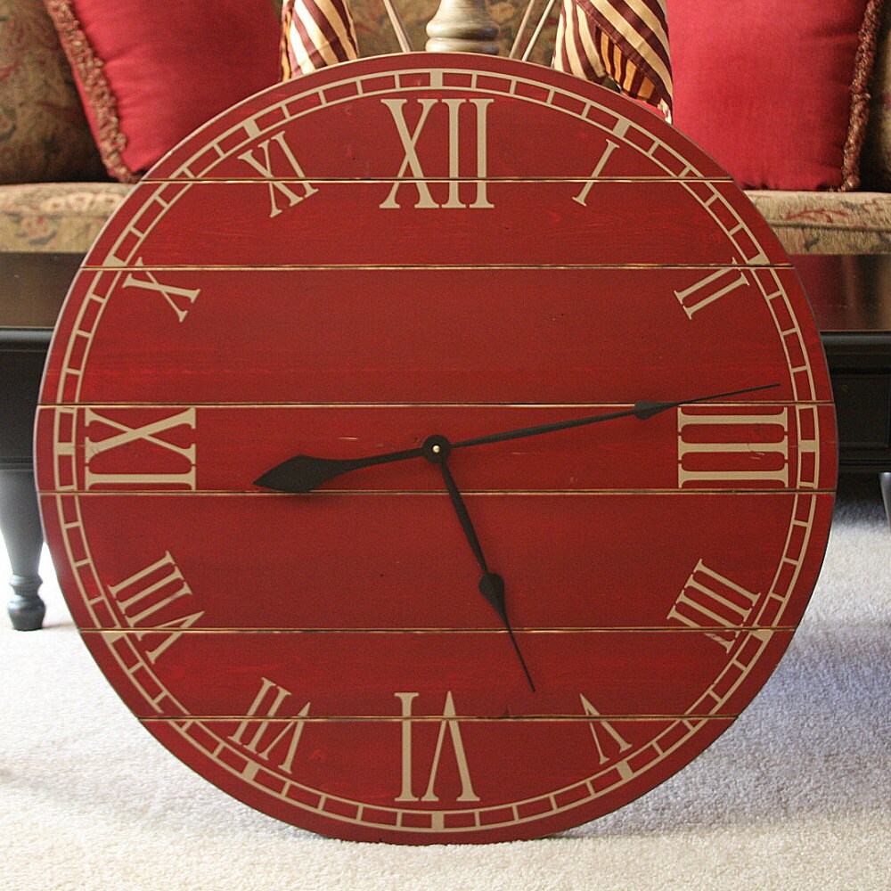 28 Inch Rustic Wall Clock Large Wall Clock Distressed Clock Etsy
