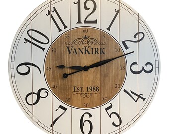 The Allyssa Farmhouse Clock - Arabic Numbers - Rustic Wall Clock - Wooden Wall Clock - Handcrafted Clock - Distressed Clock - Custom Clock