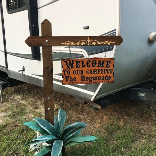 Wrought Iron Stake Sign Holder stake to Hang Camping Sign Etsy