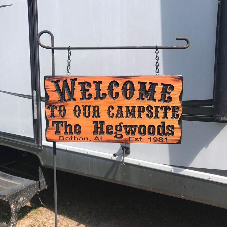 Cedar Camping Sign With Your Name #001