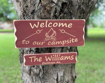 Camping Sign Fire and Marshmallows