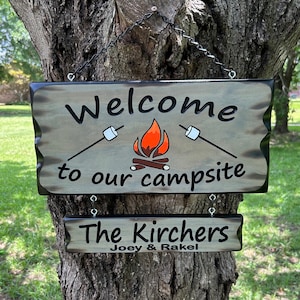 Camping Sign Fire and Marshmallows Gray #044