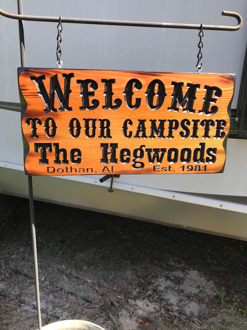 Cedar Camping Sign With Your Name #001