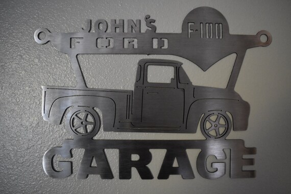 Ford F 100 Metal Garage Sign Any Name On Top Pickup 1953 1954 1955 1956 Metal Car Garage Sign