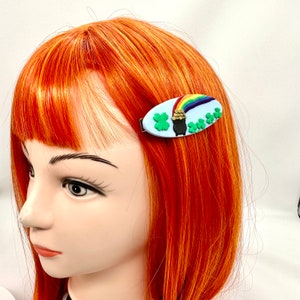 St Patrick's Day Hair Clip: Pot of Gold, Rainbow, Shamrocks