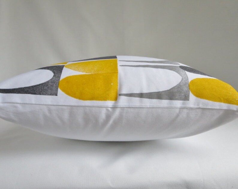 Mid Century Modern Style Throw Pillow Cover Gray Yellow Etsy Canada