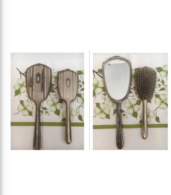 Dressing Table Accessories 4 Piece Mirror Hair Brush Vanity Decor