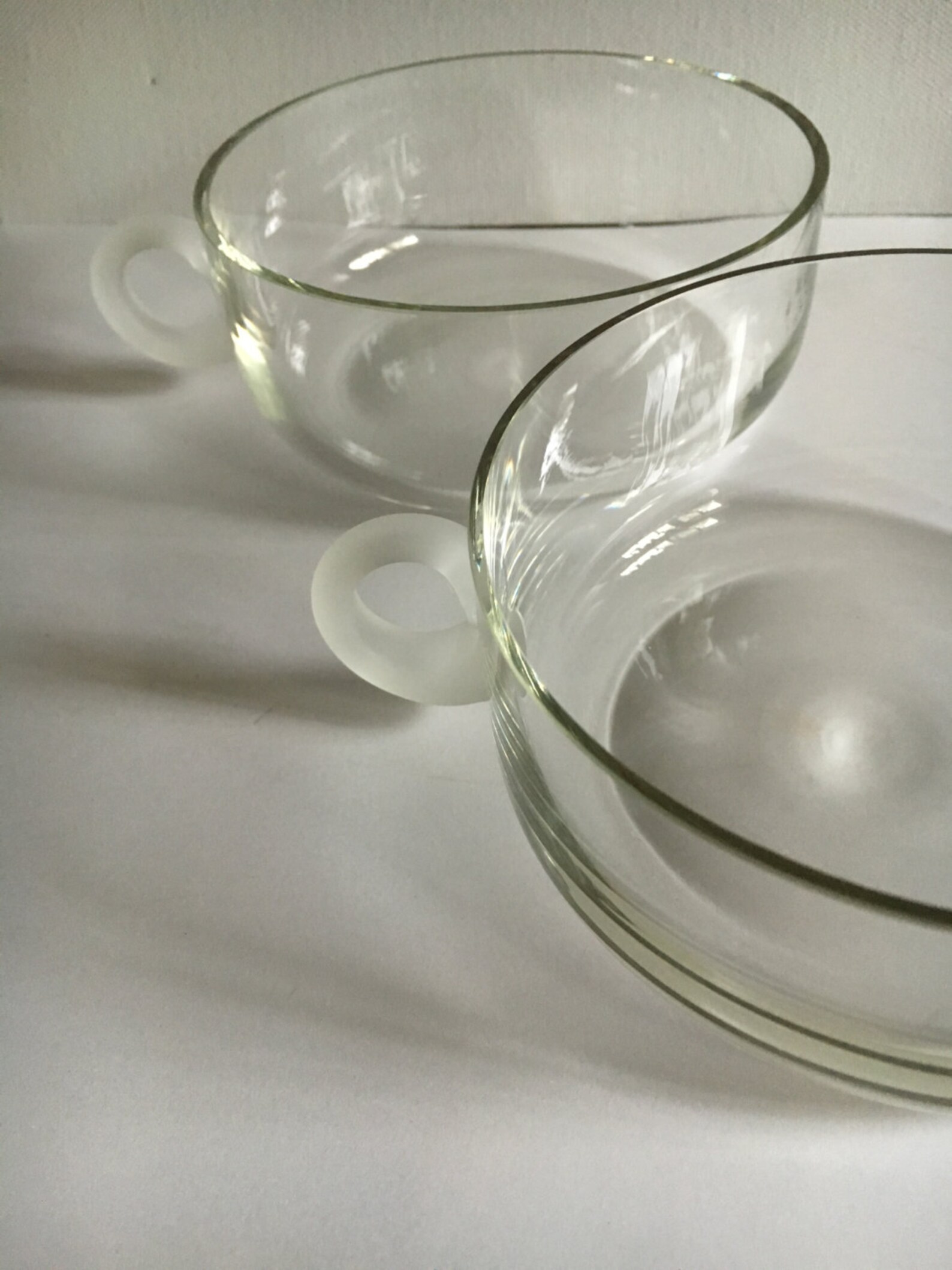 Vintage 8 Clear Glass Soup Bowls with Frosted Handle Large Etsy