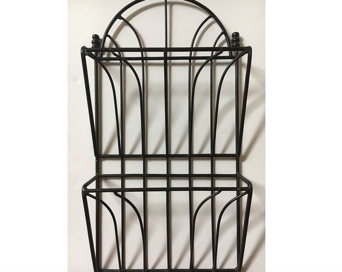 Vintage Wrought Iron Magazine/book Rack Wall Hanging Mounted Etsy